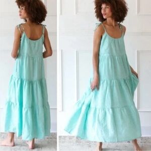 MILLE RESORT AND TRAVEL MAUI TIERED LINEN DRESS, SIZE SMALL